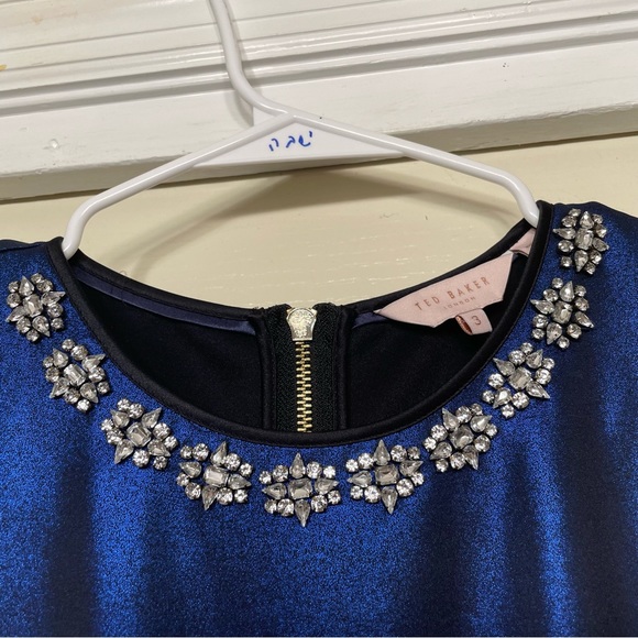 Ted baker sleeveless dress royal blue metallic size 3 - Picture 2 of 10